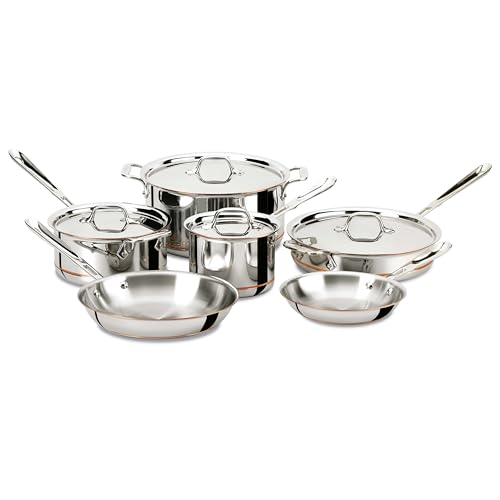 All-Clad Copper Core 5-Ply Stainless Steel Cookware Set 10 Piece Induction Oven Broiler Safe 600F Pots and Pans Silver - My Kitchen Products