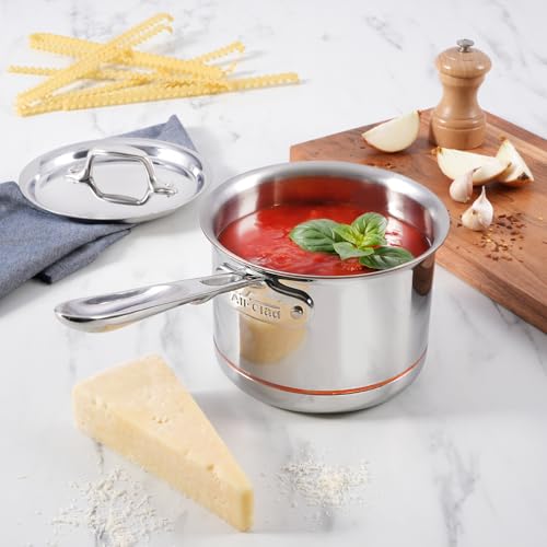 All-Clad Copper Core 5-Ply Stainless Steel Sauce Pan 2 Quart Induction Oven Broiler Safe 600F Pots and Pans, Cookware Silver - My Kitchen Products