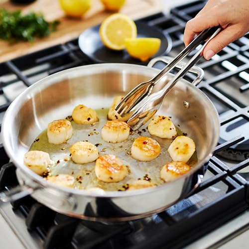 All-Clad Copper Core 5-Ply Stainless Steel Sauté Pan with Steel Lid 5 Quart Induction Oven Broiler Safe 600F Pots and Pans, Cookware Silver - My Kitchen Products