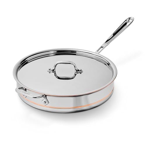 All-Clad Copper Core 5-Ply Stainless Steel Sauté Pan with Steel Lid 5 Quart Induction Oven Broiler Safe 600F Pots and Pans, Cookware Silver - My Kitchen Products