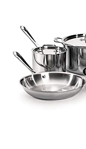All-Clad D3 3-Ply Stainless Steel Cookware Set 7 Piece Induction Oven Broiler Safe 600F Pots and Pans, Cookware Silver - My Kitchen Products