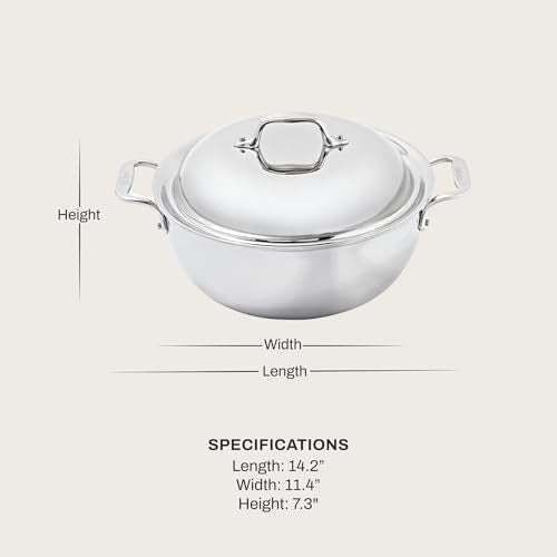 All-Clad D3 3-Ply Stainless Steel Dutch Oven 5.5 Quart Induction Oven Broiler Safe 600F Pots and Pans, Cookware Silver - My Kitchen Products