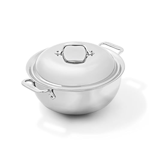 All-Clad D3 3-Ply Stainless Steel Dutch Oven 5.5 Quart Induction Oven Broiler Safe 600F Pots and Pans, Cookware Silver - My Kitchen Products
