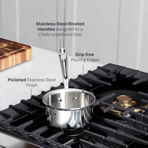 All-Clad D3® Stainless Steel 0.5 Quart Butter Warmer Saucepan- Made in the USA- The Original Bonded Professional Cookware- Oven Safe & Induction Compatible - My Kitchen Products
