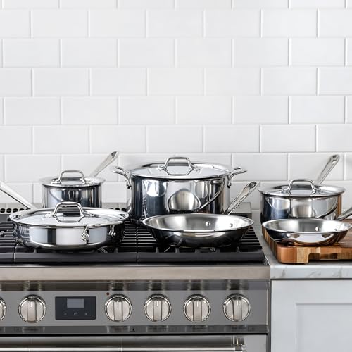 All-Clad D3® Stainless Steel 10 Piece Cookware Set- Made in USA- Includes Frying Pans, Saucepan, Sautépan, Stockpot - Professional Grade -Oven Safe & Induction Compatible - My Kitchen Products