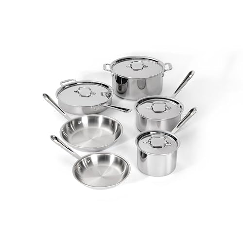 All-Clad D3® Stainless Steel 10 Piece Cookware Set- Made in USA- Includes Frying Pans, Saucepan, Sautépan, Stockpot - Professional Grade -Oven Safe & Induction Compatible - My Kitchen Products