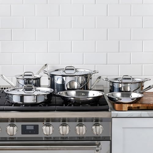 All-Clad D3 Stainless Steel 10 Piece Cookware Set- Made in USA- Includes Frying Pans, Saucepan, Soup Pot, Sautépan, Stockpot - Professional Grade -Oven Safe & Induction Compatible - My Kitchen Products