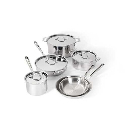 All-Clad D3 Stainless Steel 10 Piece Cookware Set- Made in USA- Includes Frying Pans, Saucepan, Soup Pot, Sautépan, Stockpot - Professional Grade -Oven Safe & Induction Compatible - My Kitchen Products
