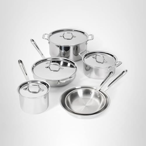 All-Clad D3 Stainless Steel 10 Piece Cookware Set- Made in USA- Includes Frying Pans, Saucepan, Soup Pot, Sautépan, Stockpot - Professional Grade -Oven Safe & Induction Compatible - My Kitchen Products