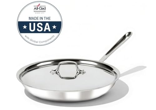 All-Clad D3® Stainless Steel 12 inch Frying Pan With Lid- Made in the USA- The Original Bonded Professional Cookware- Oven Safe & Induction Compatible - My Kitchen Products