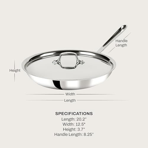 All-Clad D3® Stainless Steel 12 inch Frying Pan With Lid- Made in the USA- The Original Bonded Professional Cookware- Oven Safe & Induction Compatible - My Kitchen Products