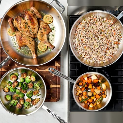 All-Clad D3® Stainless Steel 12 inch Frying Pan With Lid- Made in the USA- The Original Bonded Professional Cookware- Oven Safe & Induction Compatible - My Kitchen Products