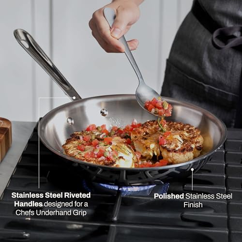 All-Clad D3® Stainless Steel 12 inch Frying Pan With Lid- Made in the USA- The Original Bonded Professional Cookware- Oven Safe & Induction Compatible - My Kitchen Products