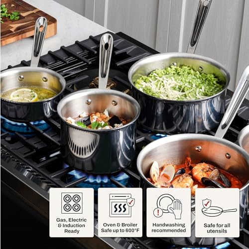 All-Clad D3® Stainless Steel 2 Quart Sauce Pan With Lid- Made in the USA- The Original Bonded Professional Cookware- Oven Safe & Induction Compatible - My Kitchen Products