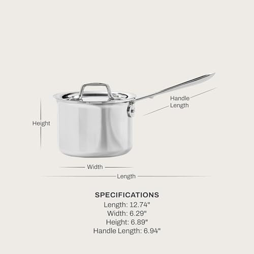 All-Clad D3® Stainless Steel 2 Quart Sauce Pan With Lid- Made in the USA- The Original Bonded Professional Cookware- Oven Safe & Induction Compatible - My Kitchen Products