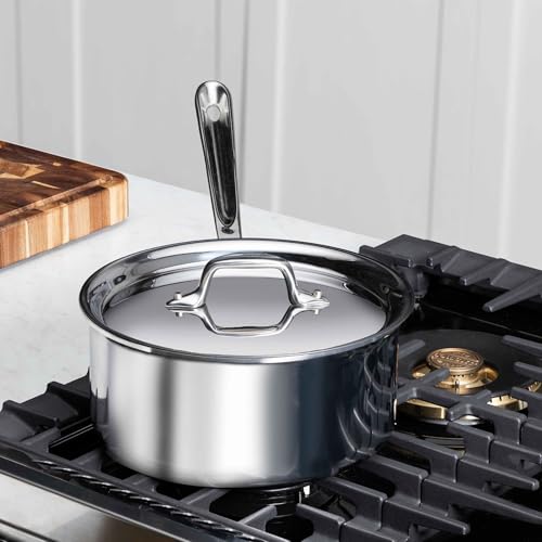 All-Clad D3® Stainless Steel 2 Quart Sauce Pan With Lid- Made in the USA- The Original Bonded Professional Cookware- Oven Safe & Induction Compatible - My Kitchen Products