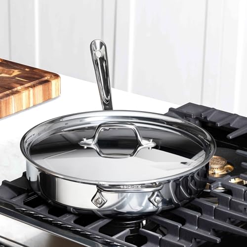 All-Clad D3® Stainless Steel 3 Quart Saute Pan Covered- Made in the USA- The Original Bonded Professional Cookware- Oven Safe & Induction Compatible - My Kitchen Products