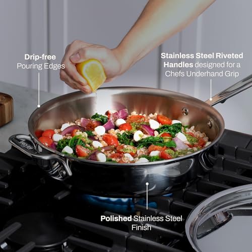 All-Clad D3® Stainless Steel 3 Quart Saute Pan Covered- Made in the USA- The Original Bonded Professional Cookware- Oven Safe & Induction Compatible - My Kitchen Products