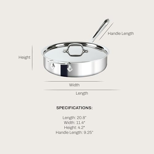 All-Clad D3® Stainless Steel 4 Quart Saute Pan With Lid- Made in the USA- The Original Bonded Professional Cookware- Oven Safe & Induction Compatible - My Kitchen Products