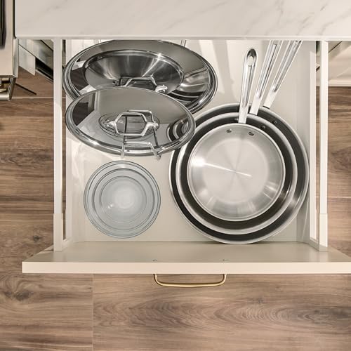 All-Clad D3® Stainless Steel 5 Piece Frypan Set- Made in USA- Includes 8", 10" and 12" Frying Pans With Lid - Professional Grade -Oven Safe & Induction Compatible - My Kitchen Products