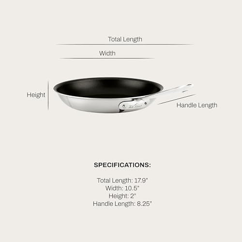 All-Clad D5 10 Inch Brushed Stainless Steel Pro Non Stick Frying pan, 5-Ply Stainless Steel Pan, Induction, Oven Broiler Safe 500F, Pancake Egg Pan, Skillet, Professional Cookware, Silver - My Kitchen Products
