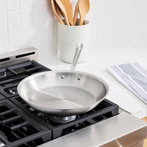 All-Clad D5 5-Ply Brushed Stainless Steel Fry Pan 12 Inch Induction Oven Broiler Safe 600F Pots and Pans, Cookware Silver - My Kitchen Products