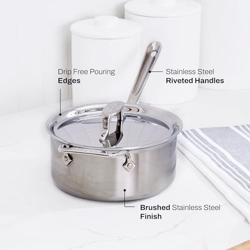 All-Clad D5 5-Ply Stainless Steel Sauce Pan 3 Quart Induction Oven Broiler Safe 600F Pots and Pans, Cookware Silver - My Kitchen Products