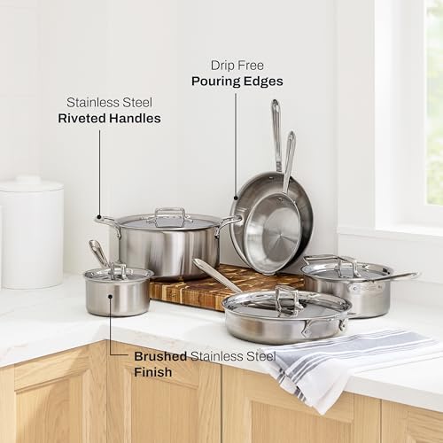 All-Clad D5® Stainless Steel Core 10 Piece Cookware Set- Made in USA- The Upgrade for Supremely Even Heat- Includes Frying Pans, Saucepan, Sautépan, Stockpot -Oven Safe & Induction Compatible - My Kitchen Products