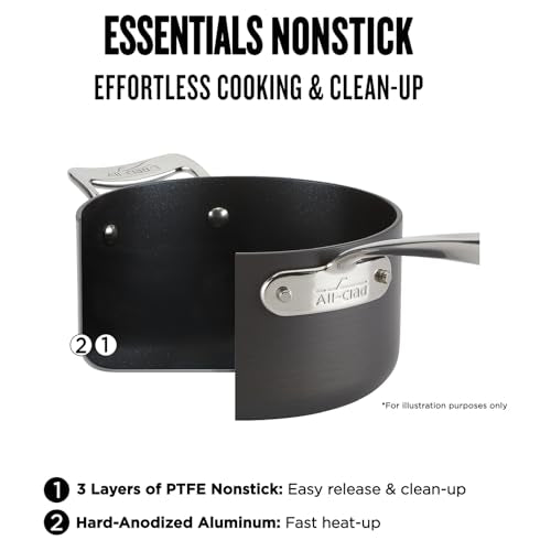 All-Clad Essentials Hard Anodized Nonstick Cookware Set 10 Piece Oven Safe 350F Pots and Pans Black - My Kitchen Products