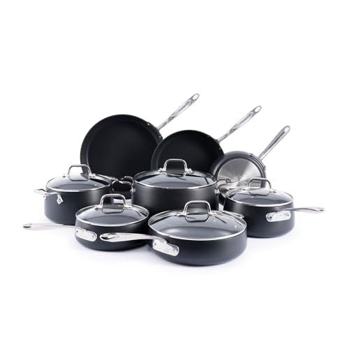 All-Clad HA1 Expert Hard Anodized Nonstick Cookware Set (13 Piece) Pots, Frying Pans, Dishwasher-Safe, Oven-Safe Up to 500°F Compatible with All Stovetops (Gas, Electric & Induction) - Black - My Kitchen Products