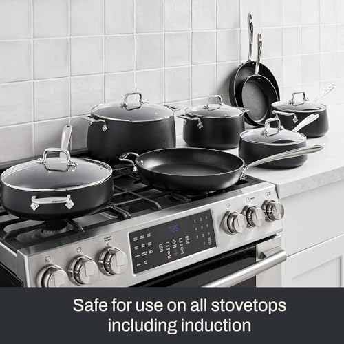 All-Clad HA1 Expert Hard Anodized Nonstick Cookware Set (13 Piece) Pots, Frying Pans, Dishwasher-Safe, Oven-Safe Up to 500°F Compatible with All Stovetops (Gas, Electric & Induction) - Black - My Kitchen Products