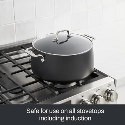 All-Clad HA1 Expert Hard Anodized Nonstick Stock Pot with Lid (8 Qt) For Pasta, Soup, Dishwasher-Safe, Oven-Safe Up to 500°F Compatible with All Stovetops (Gas, Electric & Induction) - Black - My Kitchen Products