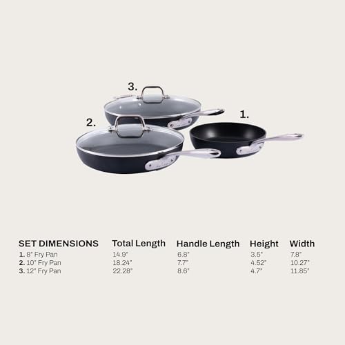 All-Clad HA1 Expert Hard Anodized NonstickFrying Pans Skillets Set with Lids (8", 10" & 12") Dishwasher-Safe, Oven-Safe Up to 500°F Compatible with All Stovetops (Gas, Electric & Induction) - Black - My Kitchen Products