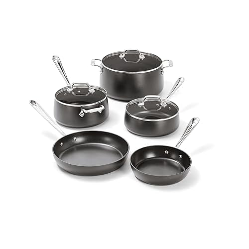 All-Clad HA1 Hard Anodized Nonstick (8-Piece) Pots and Pans Set Non Stick Cookware Sets, Oven Broiler Safe 500F, Black - My Kitchen Products