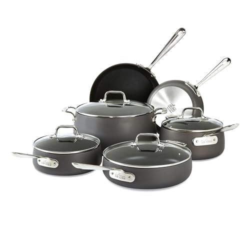 All-Clad HA1 Hard Anodized Nonstick Cookware Set 10 Piece Induction Oven Broiler Safe 500F, Lid Safe 350F Pots and Pans Black - My Kitchen Products