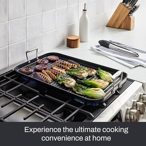 All-Clad HA1 Hard Anodized Nonstick Griddle Pan For Stovetop 13 x 20 Inch, Double Burner, Professional Cookware, Dishwasher-Friendly, Oven-Safe Up to 500°F, Black - My Kitchen Products