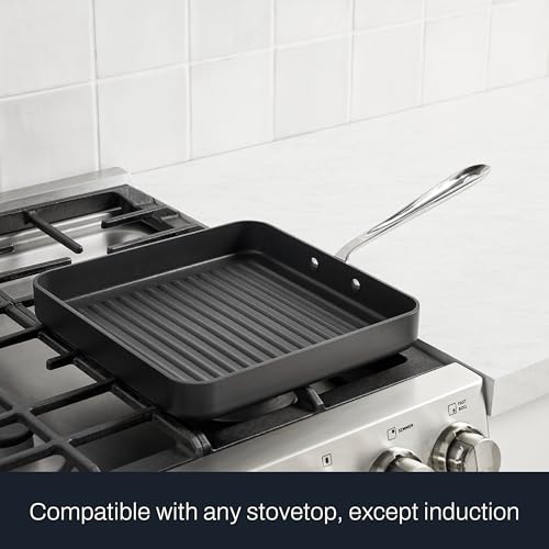 All-Clad HA1 Hard Anodized Nonstick Grill 11x11 Inch Oven Safe 350F Pots and Pans, Cookware Black - My Kitchen Products