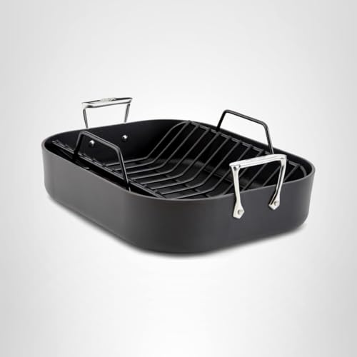 All-Clad HA1 Hard Anodized Nonstick Roaster and Nonstick Rack 13x16 Inch Oven Broiler Safe 500F Roaster Pan, Pots and Pans, Cookware Black - My Kitchen Products