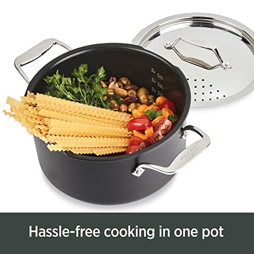 All-Clad HA1 Hard Anodized Nonstick Stockpot, Multi-Pot with Strainer 6 Quart Oven Broiler Safe 500F Strainer, Pasta Strainer with Handle, Pots and Pans Black - My Kitchen Products