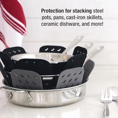 All-Clad Premium Cookware Protectors: Pot and Pan Protectors for Kitchen Organization - Perfect for Cast Iron, Steel, or Glass, (3-Piece), Black/Grey - My Kitchen Products