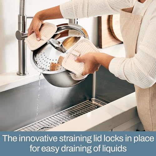 All-Clad Simply Strain Stainless Steel Multipot with Straining Lid, 6-Quart, Induction, Oven Broiler Safe 600F, Strainer, Pasta Strainer with Handle, Steamer Pot, Cookware, Home, Pots and Pans, Silver - My Kitchen Products