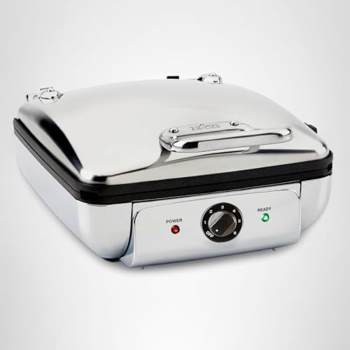All-Clad Stainless Steel Waffle Maker 4 Section, Thick Belgium Waffle Makers, Upright Storage 1600 Watts, Nonstick, 6 Browning Levels, Dishwasher Safe - My Kitchen Products
