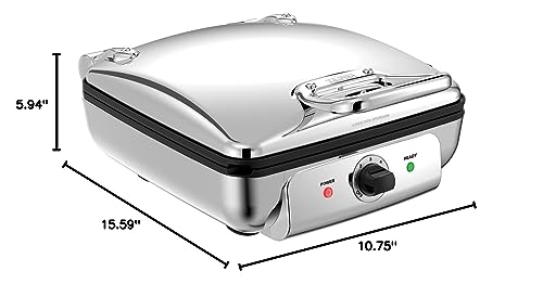 All-Clad Stainless Steel Waffle Maker 4 Section, Thick Belgium Waffle Makers, Upright Storage 1600 Watts, Nonstick, 6 Browning Levels, Dishwasher Safe - My Kitchen Products