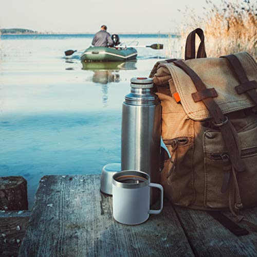 ALOUFEA 12oz Stainless Steel Insulated Coffee Mug with Handle, Double Wall Vacuum Travel Mug, Tumbler Cup with Sliding Lid, Navy - My Kitchen Products