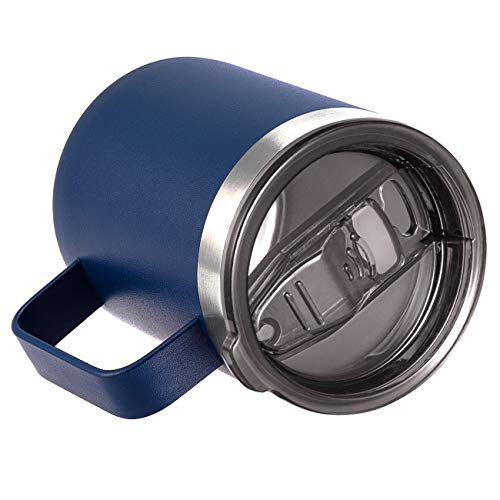 ALOUFEA 12oz Stainless Steel Insulated Coffee Mug with Handle, Double Wall Vacuum Travel Mug, Tumbler Cup with Sliding Lid, Navy - My Kitchen Products