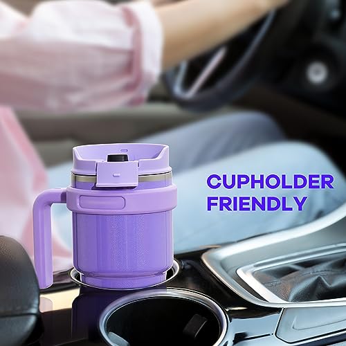 ALOUFEA 20 oz Insulated Coffee Mug Tumbler with Handle, Stainless Steel Travel Mug Tumbler with Lid and Straw,Double Wall Vacuum Leak Proof Ice Coffee Thermal Cup, Black - My Kitchen Products