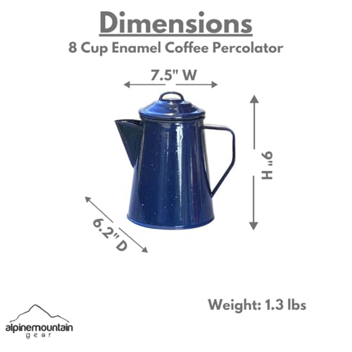 Alpine Mountain Gear 8 Cup Camping Enamel Coffee Percolator Made by Caddis Sports - My Kitchen Products