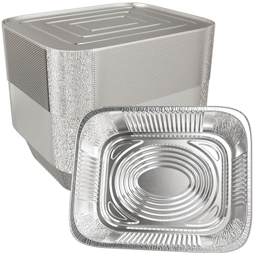 Aluminum Pans With Lids 9x13 [10 Sets] Aluminum Foil Pans Trays With Lids - Half Size Tin Foil Disposable Pans For Baking, Roasting, Cake Serving Dishes, Catering Supplies, Steam Table Chafing - My Kitchen Products