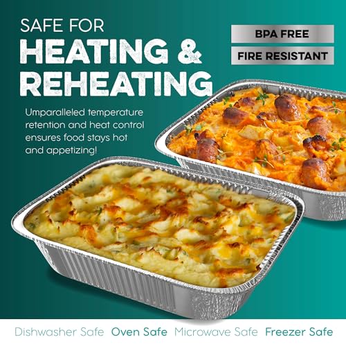 Aluminum Pans With Lids 9x13 [10 Sets] Aluminum Foil Pans Trays With Lids - Half Size Tin Foil Disposable Pans For Baking, Roasting, Cake Serving Dishes, Catering Supplies, Steam Table Chafing - My Kitchen Products