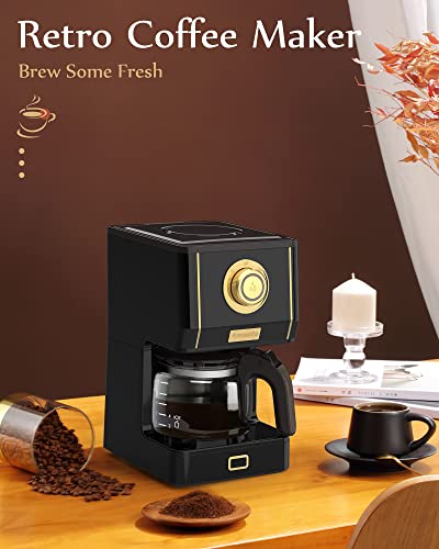 Amaste Coffee Maker, 25 Oz Drip Retro Style Coffee Machine with Glass Coffee Pot with Reusable Coffee Filter & Three Brewing Modes, Warming Plate, CM 1003AE-Black - My Kitchen Products